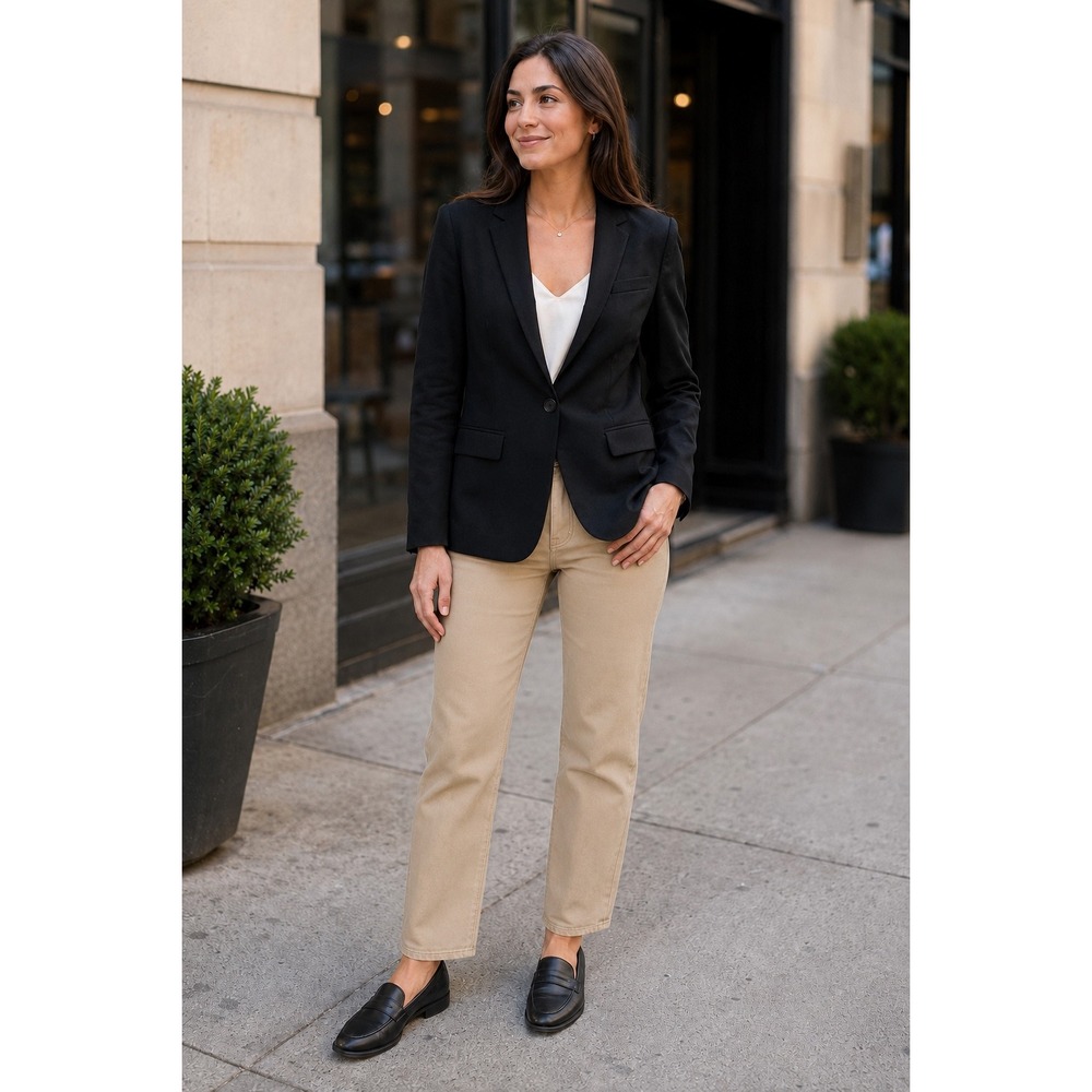 J.Crew Regent Blazer Womens 8 Black Wool Stretch Preppy Academia Career Jacket